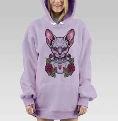 Сфинкс в розах, Hoodie Mjhigh Dig Mel, Fiolet, утепленная