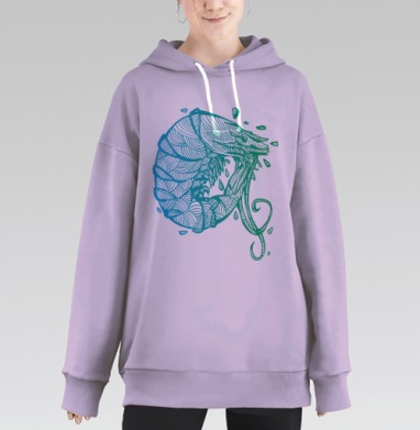 Shrimp, Hoodie Long Oversize Fiolet