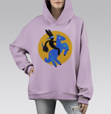 Синийконь, Hoodie Mono Fiolet, оверсайз, утепленная