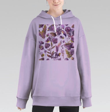 Фантазийный паттерн в фиолетово-зеленых тонах, Hoodie Long Oversize Fiolet