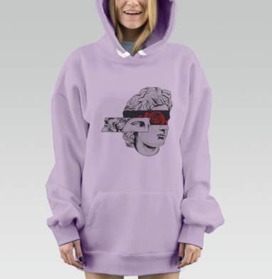 Сюрреалистичный Бюст с Чёрной Повязкой и Розой, Hoodie Mjhigh Dig Mel, Fiolet, утепленная