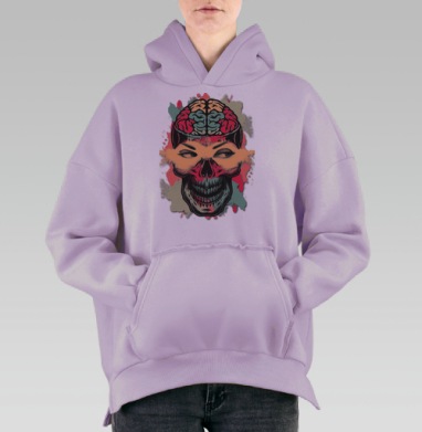 Поп-сюрреалистичный коллаж: жизнь и смерть, Hoodie Oversize Fiolet, утепленная