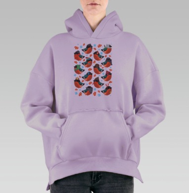 Снегири, Hoodie Oversize Fiolet, утепленная