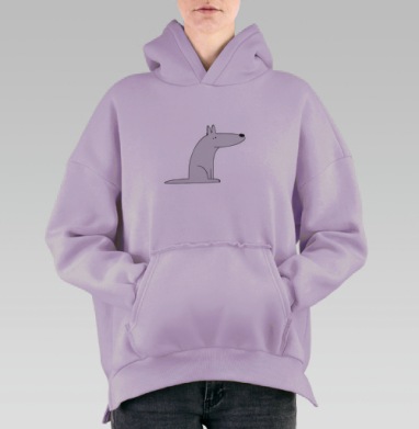 Стилизованная собака в минималистичном стиле, Hoodie Oversize Fiolet, утепленная