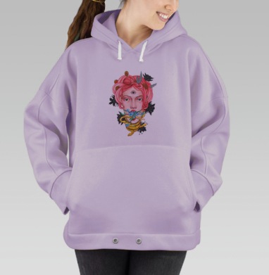 Таинственный портрет с третьим глазом и змеёй, Hoodie Oversize Fiolet