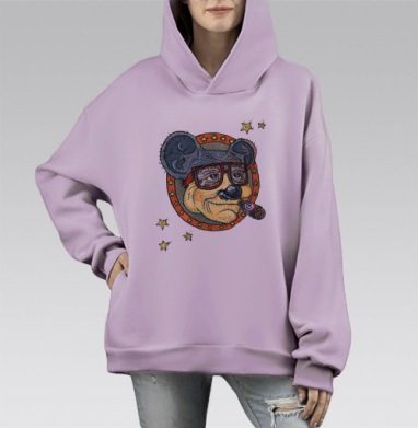 Старина Мики, Hoodie Mono Fiolet, оверсайз, утепленная