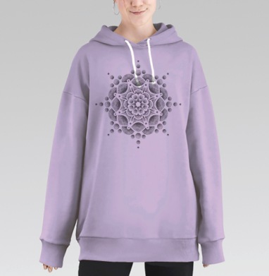 Стилизованный цветок, Hoodie Long Oversize Fiolet
