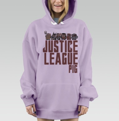 Весёлая Лига Суперсвиней DC Comics, Hoodie Mjhigh Dig Mel, Fiolet, утепленная