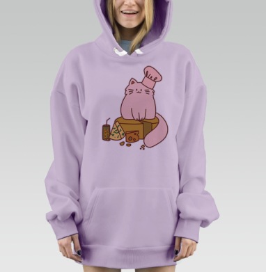 Кот-повар на сырном троне с баночкой КОТОРГЕТИК, Hoodie Mjhigh Dig Mel, Fiolet, утепленная