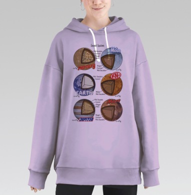 Sweet System: Инфографика планет-сладостей, Hoodie Long Oversize Fiolet