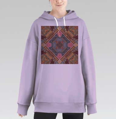 Калейдоскопический этнический узор симметрии, Hoodie Long Oversize Fiolet