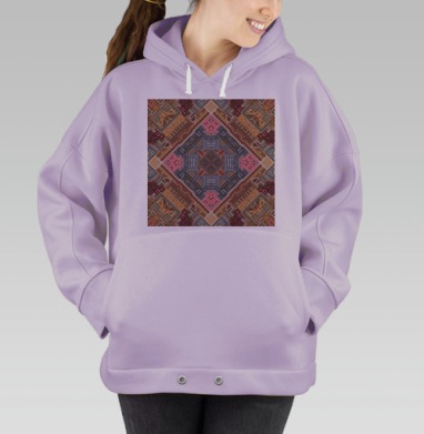 Калейдоскопический этнический узор симметрии, Hoodie Oversize Fiolet