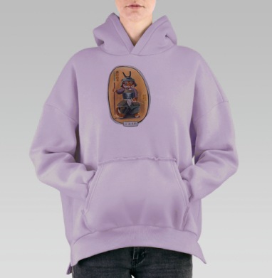 Тигрица-Самурай в стиле Укиё-э – Женская сила и честь, Hoodie Oversize Fiolet, утепленная