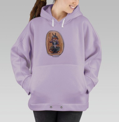 Тигрица-Самурай в стиле Укиё-э – Женская сила и честь, Hoodie Oversize Fiolet