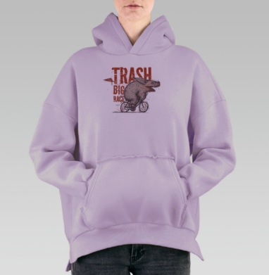 Trash BIG RACE, Hoodie Oversize Fiolet, утепленная