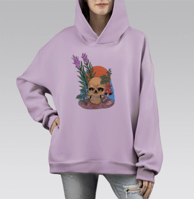 Травяной сбор, Hoodie Mono Fiolet, оверсайз, утепленная