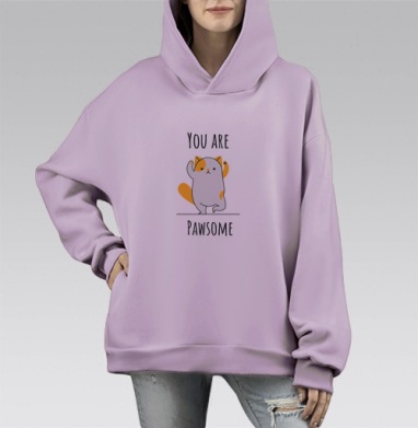 Ты лапочка, Hoodie Mono Fiolet, оверсайз, утепленная