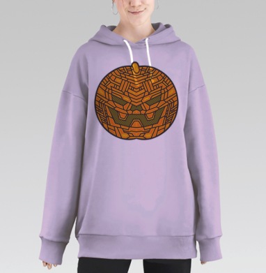 Футуристическая тыква-Джек о'Лэнтерн на Хэллоуин, Hoodie Long Oversize Fiolet