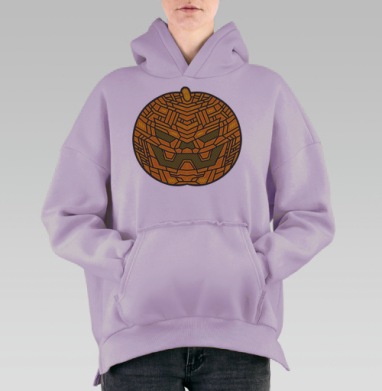Футуристическая тыква-Джек о'Лэнтерн на Хэллоуин, Hoodie Oversize Fiolet, утепленная
