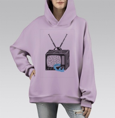 ТV-shirt, Hoodie Mono Fiolet, оверсайз, утепленная