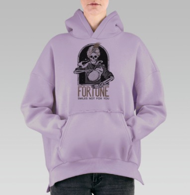 Скелет-гадатель с хрустальным шаром и мистическим тюрбаном, Hoodie Oversize Fiolet, утепленная