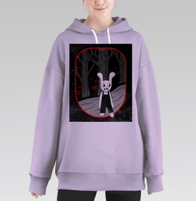 Зловещий кролик в мрачном лесу, Hoodie Long Oversize Fiolet