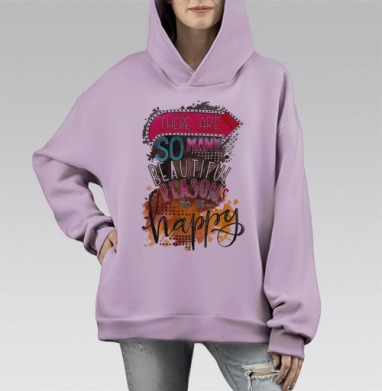 Позитивный арт с мотивирующим посланием счастья, Hoodie Mono Fiolet, оверсайз, утепленная