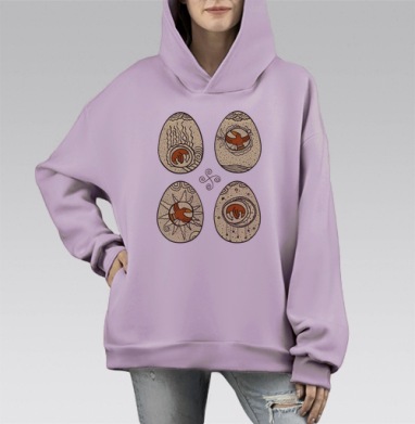 Весна воронов, Hoodie Mono Fiolet, оверсайз, утепленная