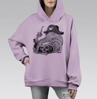 Ветеран, Hoodie Mono Fiolet, оверсайз, утепленная