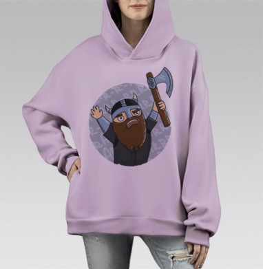 Викинги   (муж.), Hoodie Mono Fiolet, оверсайз, утепленная