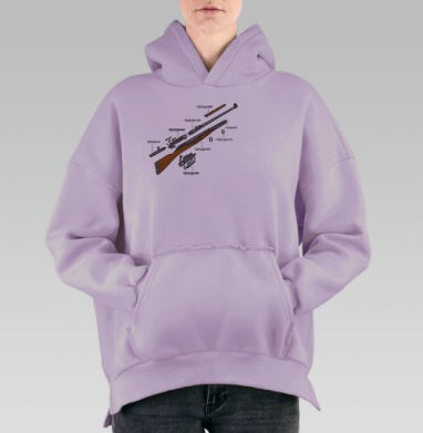 Схема разборки винтовки «Праздник» в стиле Мосина, Hoodie Oversize Fiolet, утепленная