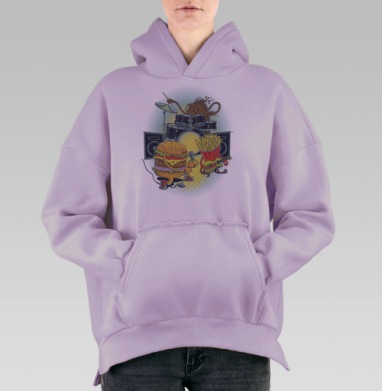 Вкусные мелодии, Hoodie Oversize Fiolet, утепленная