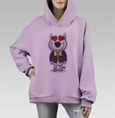 Стильный антропоморфный пес в фиолетовом пиджаке, Hoodie Mono Fiolet, оверсайз, утепленная