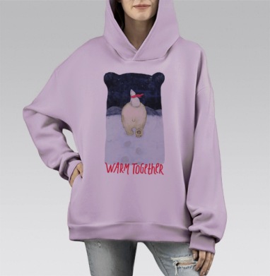 Вместе теплее, Hoodie Mono Fiolet, оверсайз, утепленная
