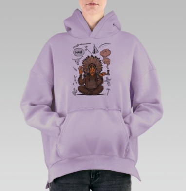 Вождь индейцев, Hoodie Oversize Fiolet, утепленная