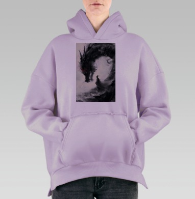 Воин и дракон темная мифология в приключении, Hoodie Oversize Fiolet, утепленная