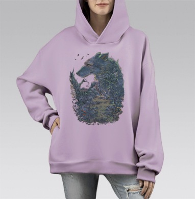 Волчок, Hoodie Mono Fiolet, оверсайз, утепленная