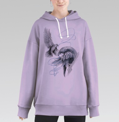 Две вороны с синей нитью навсегда, Hoodie Long Oversize Fiolet