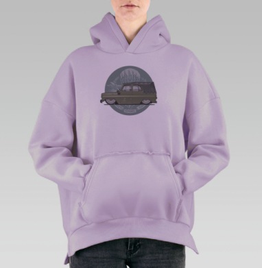 Забавный лоурайдер УАЗ-469 ВДВ с парашютом, Hoodie Oversize Fiolet, утепленная