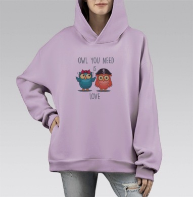 Все что тебе нужно это, Hoodie Mono Fiolet, оверсайз, утепленная