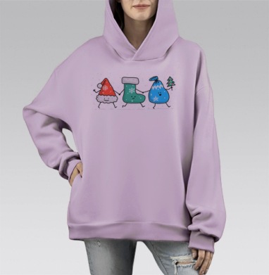 Веселое рождественское шествие друзей, Hoodie Mono Fiolet, оверсайз, утепленная
