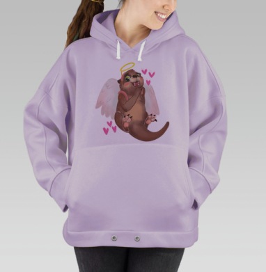 Выдрёнок ангел с крыльями и сердечками, Hoodie Oversize Fiolet