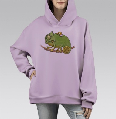 Хамелеон, Hoodie Mono Fiolet, оверсайз, утепленная