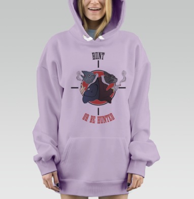 Кот и рыба в костюмах: Охоться или будь охотим, Hoodie Mjhigh Dig Mel, Fiolet, утепленная