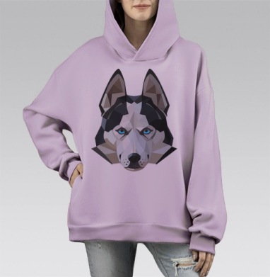 Хаски лед, Hoodie Mono Fiolet, оверсайз, утепленная