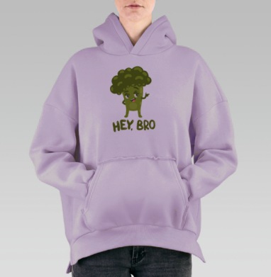 Хэй, Бро, Hoodie Oversize Fiolet, утепленная