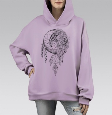 Сила Орла и Магия Ловца Снов, Hoodie Mono Fiolet, оверсайз, утепленная