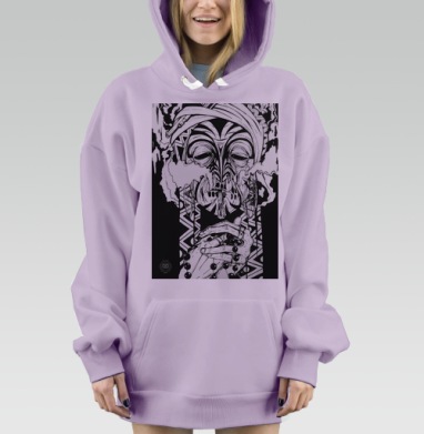 Мистическая маска интроспекции и медитации, Hoodie Mjhigh Dig Mel, Fiolet, утепленная