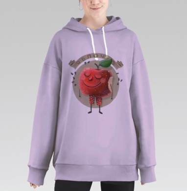 Веселое красное яблоко-спортсмен в шортах, Hoodie Long Oversize Fiolet