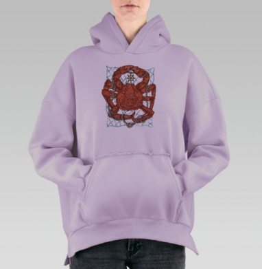 Морской краб в канатах со штурвалом, Hoodie Oversize Fiolet, утепленная